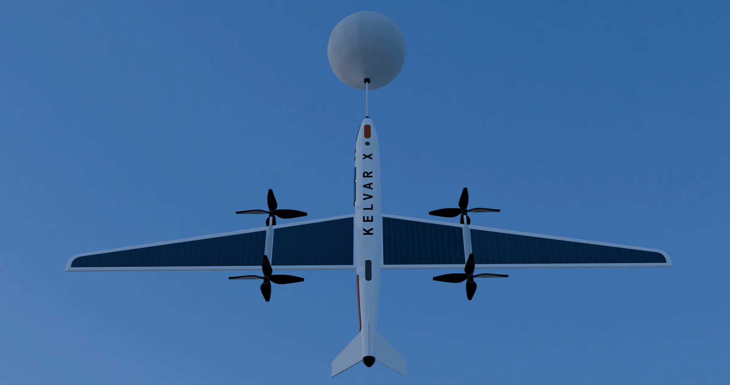 StratoKite balloon-assisted fixed-wing aircraft in flight