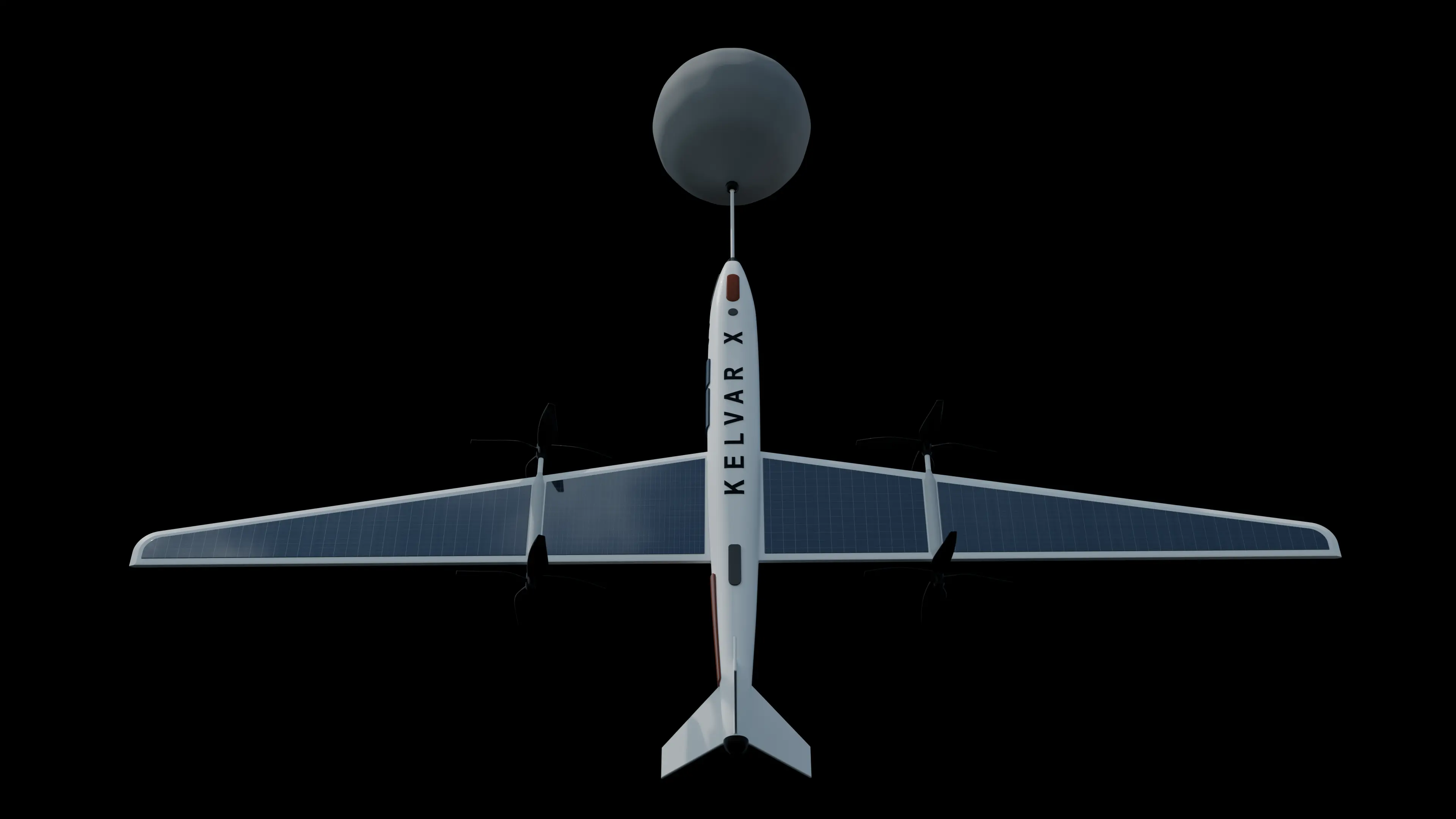 Top elevation render of the StratoKite aircraft and balloon