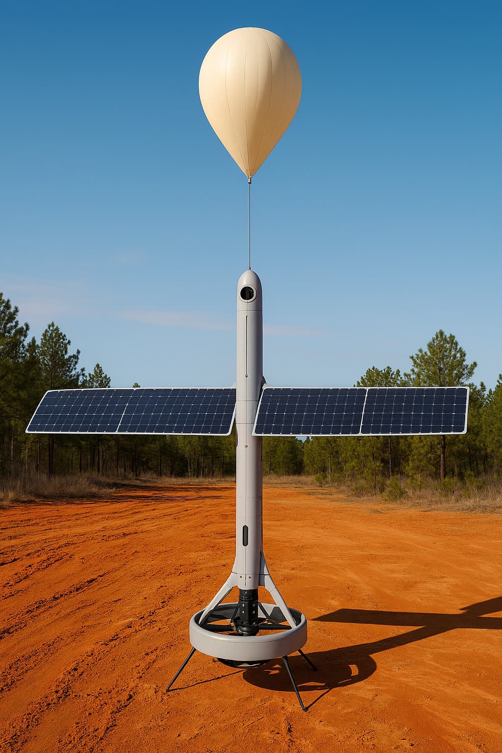 Kelvar Stratos UAV Balloon Satellite on land in its docking station