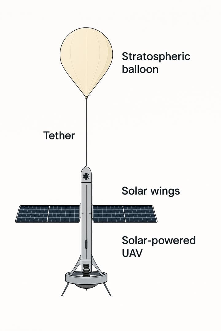 Diagram of the Stratos UAV Balloon Satellite design structure and components